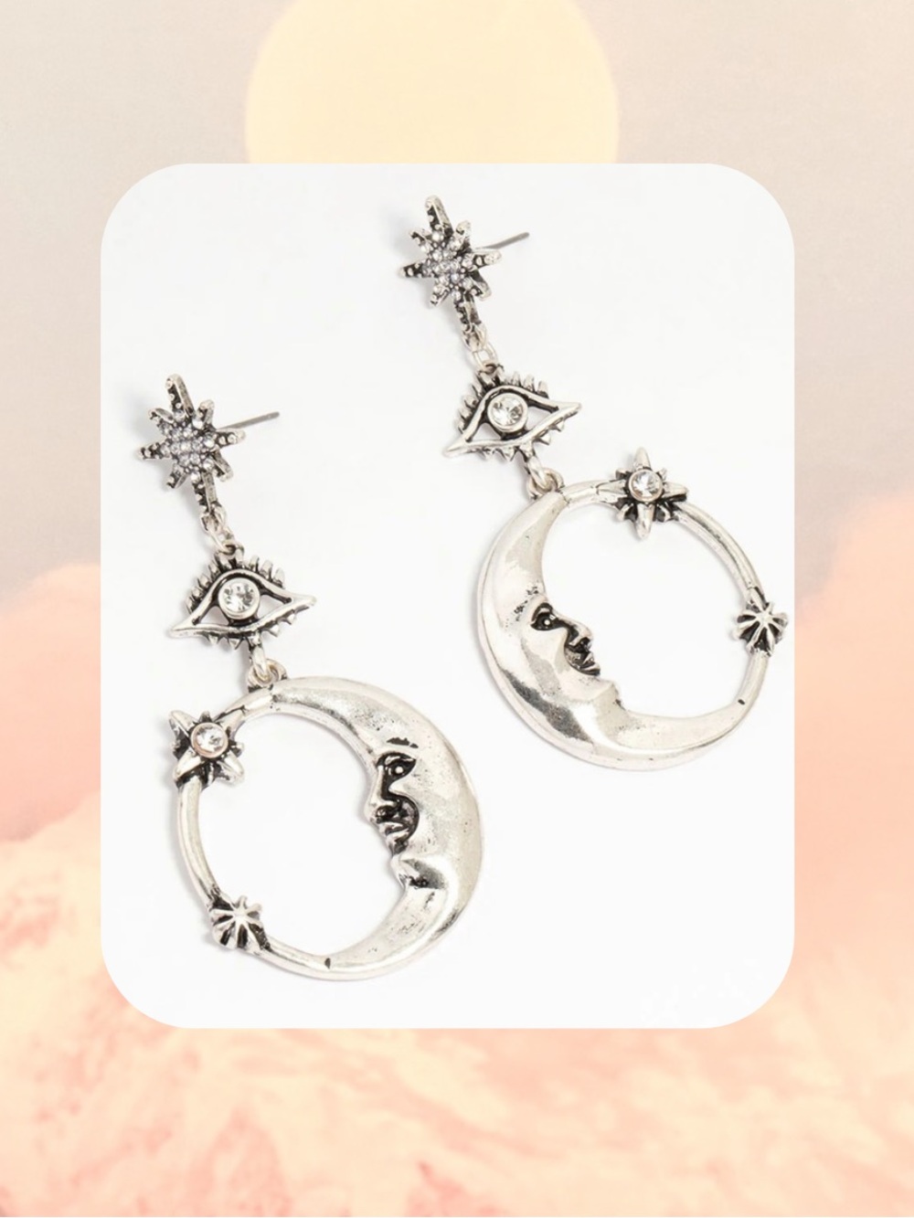 🎉🎉Lovisa Witchy Aesthetic Silver Moon & Star Drop Earrings